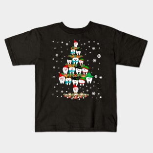 Teeth Christmas Tree Funny Dental Gift For Men Women Kids Kids T-Shirt